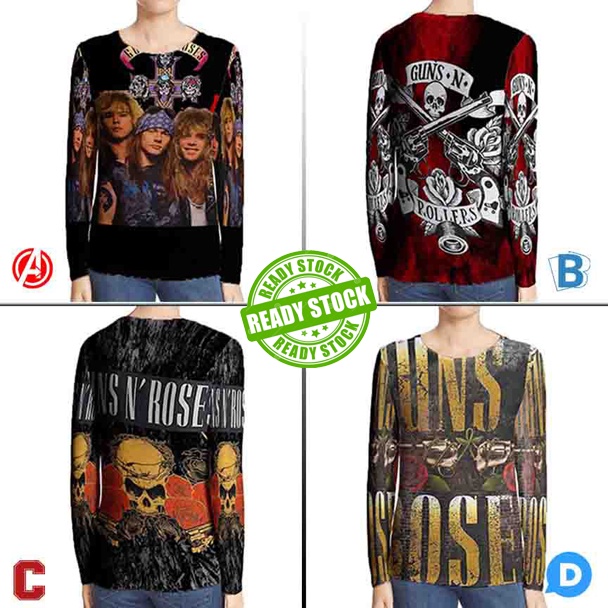 Guns N Roses Band Kaos Unisex Fullprint Dryfit TSHIRT Polyester Jersey