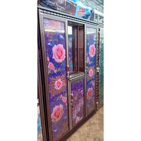 Lemari Pakaian 3 Pintu Model Sintak/Tolet Almunium + Roda