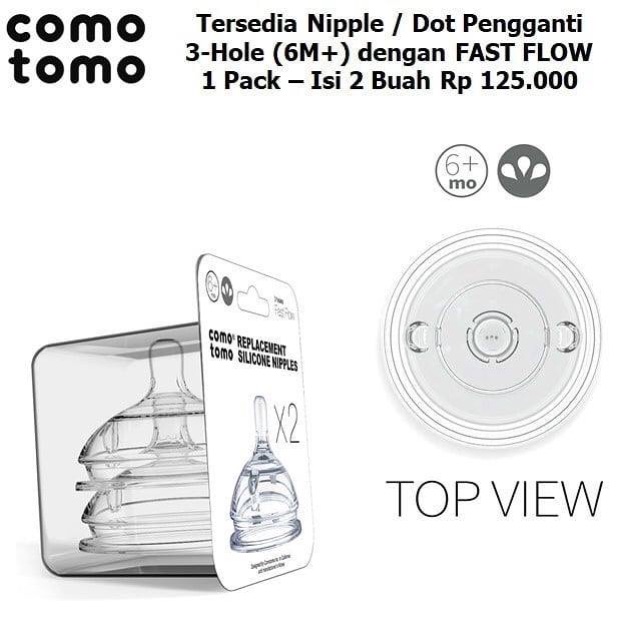 Comotomo replacement nipple - dot botol susu comotomo ( 1 pack isi 2 )