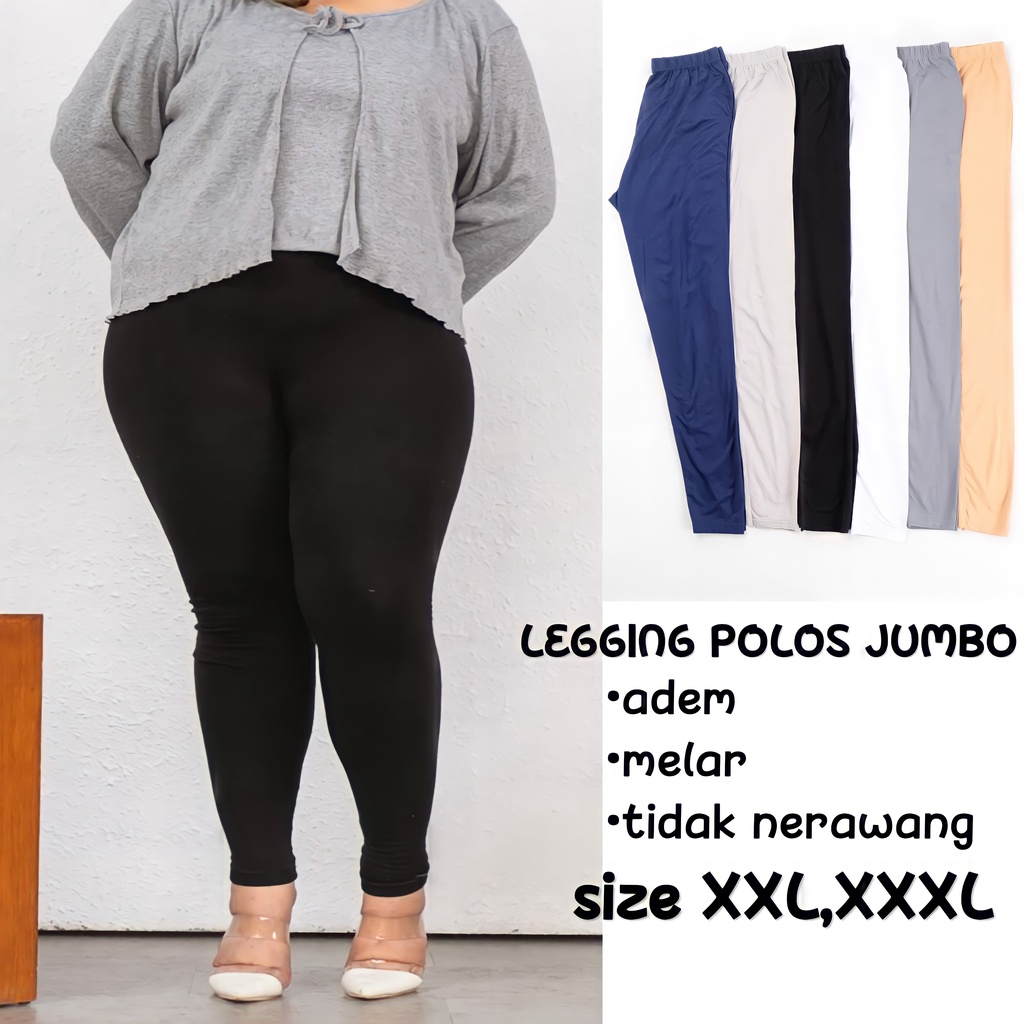 Legging Polos Basic Panjang Jumbo Murah Bahan Spandek Rayon Premium