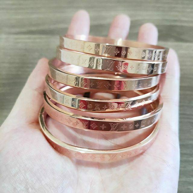 gelang impor cewek rose gold bahan titanium ga luntur hot sale murah