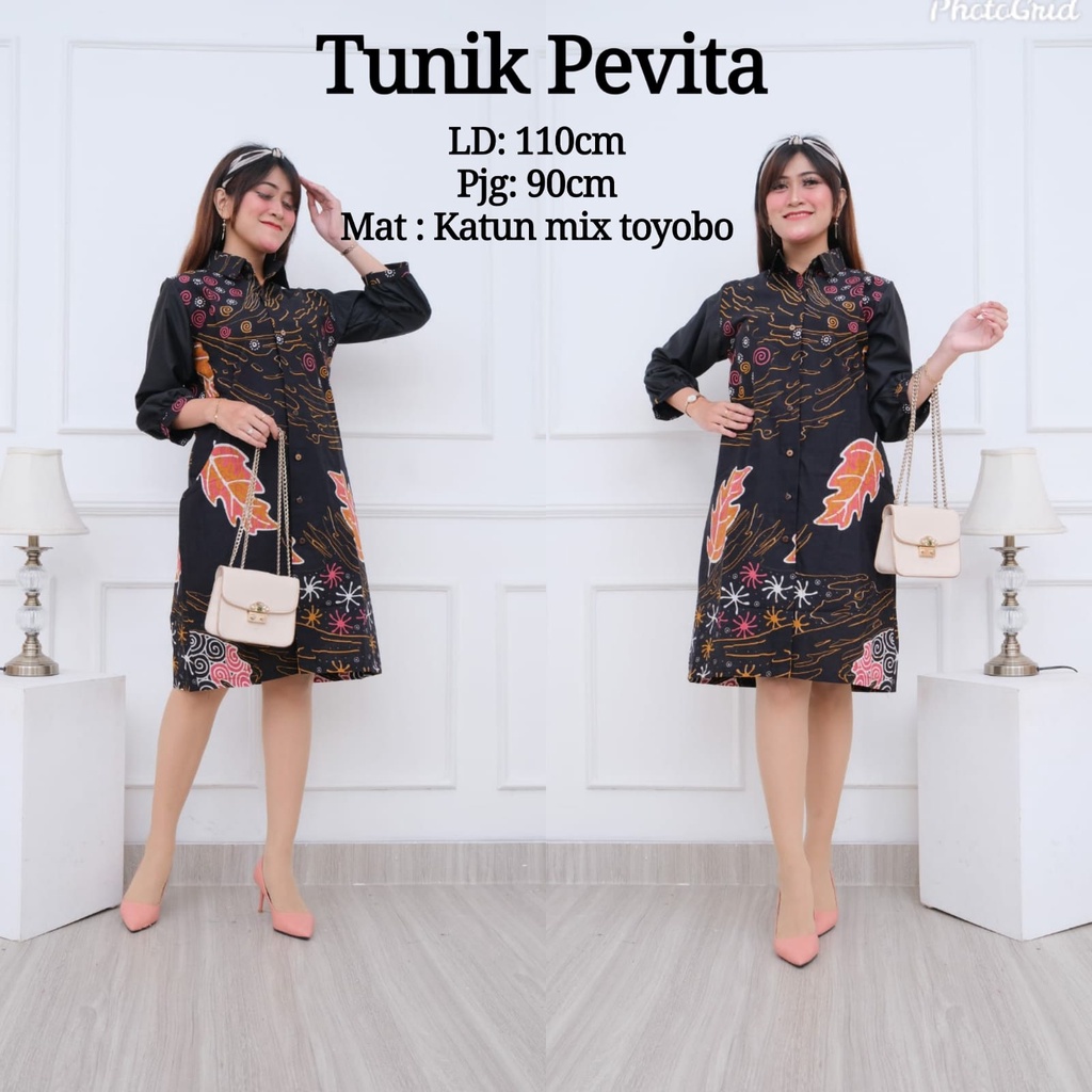 Tunik pevita batik solo mix toyobo dress modern