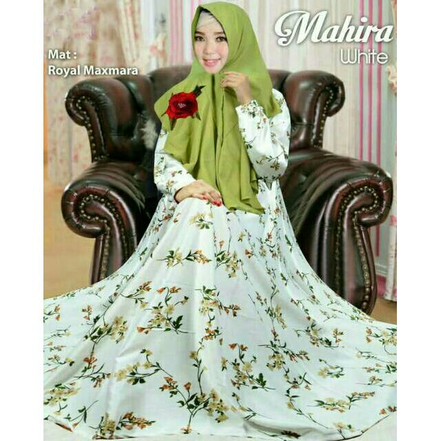 Maxi Busui Maxmara Jumbo XXXl ld 120 Gamis Syari set Khimar Bergo pad Antem Motif Mayra
