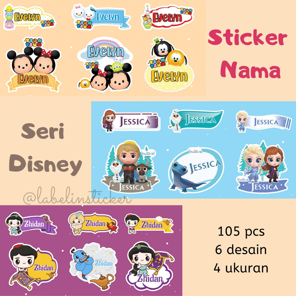 

105 PCS STIKER NAMA STIKER BAJU KARAKTER CARTOON WATERPROOF LUCU MURAH BERKUALITAS