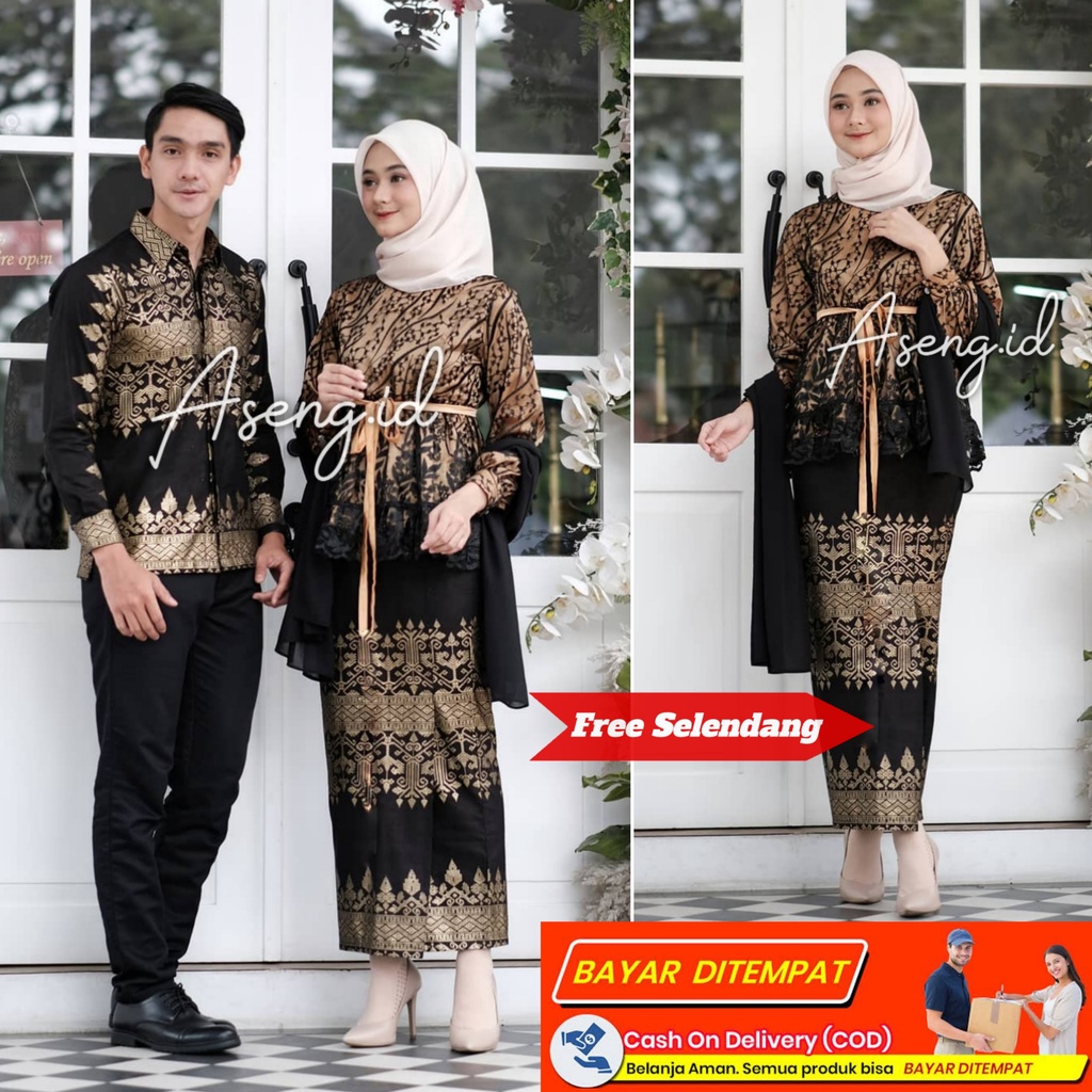 KEBAYA BATIK COUPLE BURKAT KONDANGAN BROKAT TILE BRUKAT WISUDA SET KUTU BARU BAJU LAMARAN TUNANGAN B