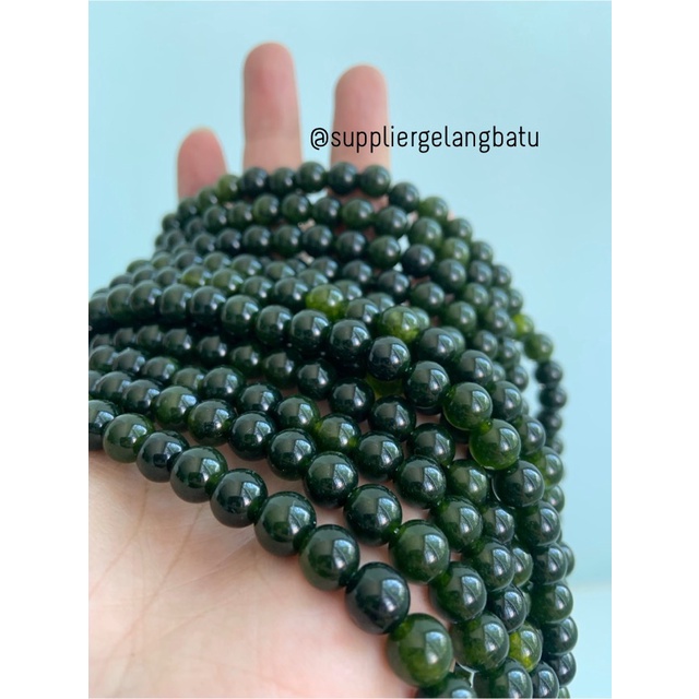 batu black jade aceh serat 8mm renceng kalung gelang akik jade giok