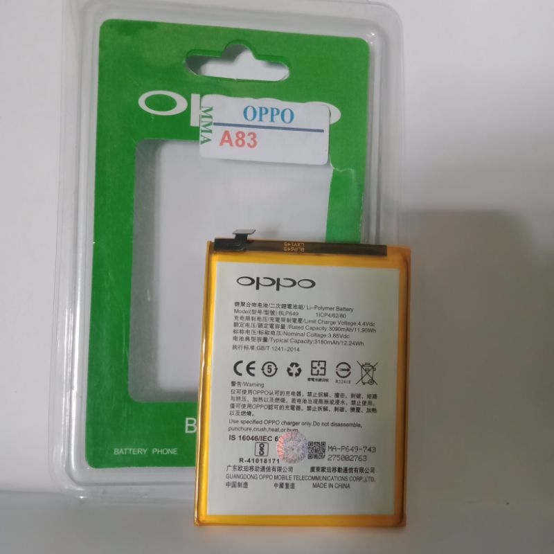 BATERAI BATTERY OPPO A83 BLP649 / BATRE OPPO A 83 BLP 649 / BATRAI HP HANDPHONE