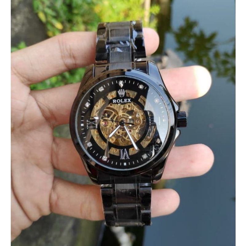 Jam Tangan Pria Automatic Tanpa Batrai Rantai Stainless Steel Anti Karat Kasual Pria Analog | Mewah Elegan