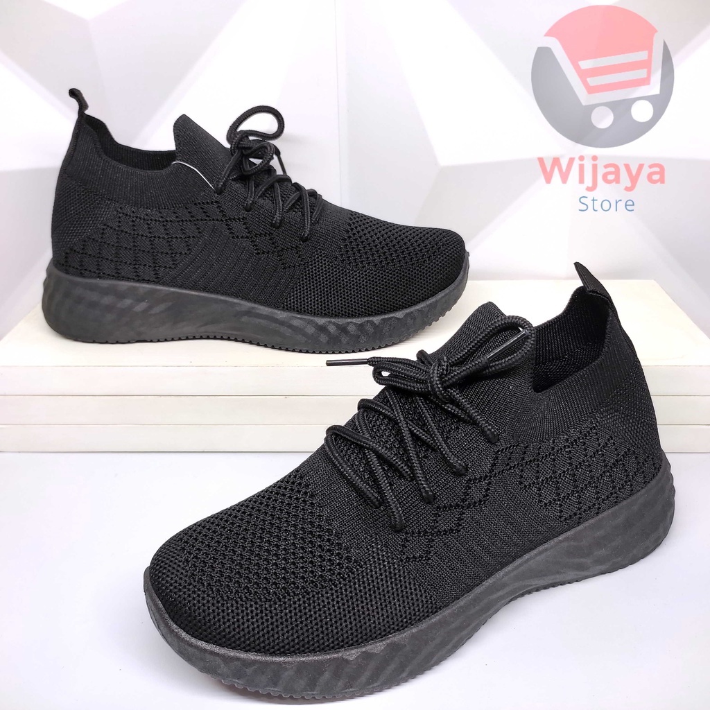 Sepatu Sneakers Rajut Hitam Wanita 37-40 RAFA FLY Import Elegansi Rajut untuk Gaya Kasual yang Mewah