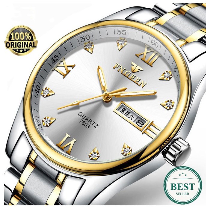 COD✔ Jam Tangan Pria FNGEEN 7803 Luxury Full Steel Sport Quartz Business Waterproof Casual Watch