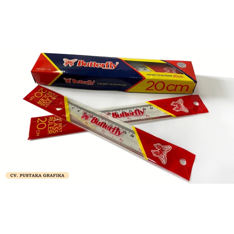 

Penggaris Plastik 20 cm Butterfly / Garisan Plastic Mika Premium