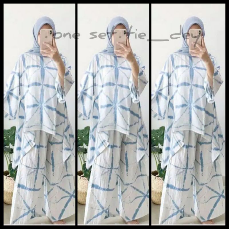 Setelan Wanita Kekinian Waka Jumbo One Set Rayon Shibori Baju Tidur Perempuan Dewasa Termurah