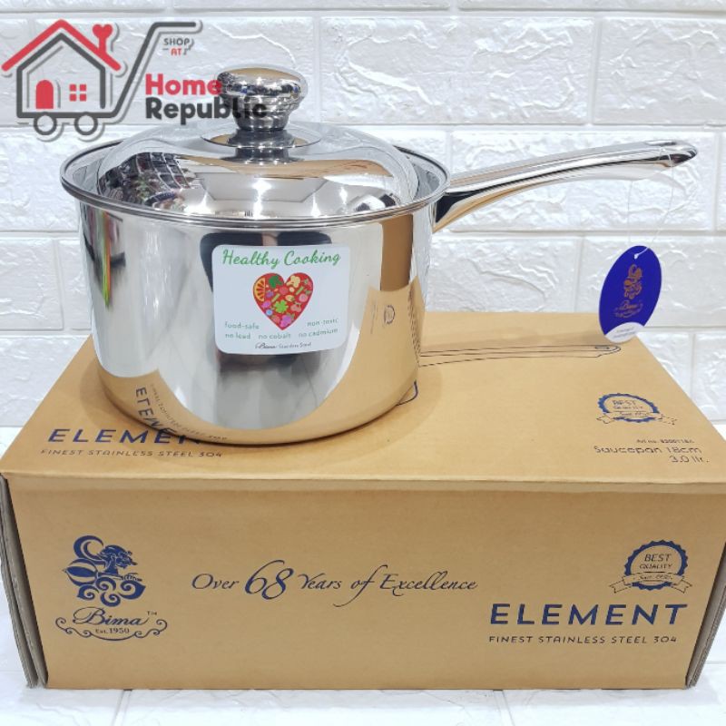 BIMA ELEMENT SAUCEPAN PANCI SUSU MPASI BAYI 14cm 16cm 18cm STAINLESS 304 B200114A B200116A B200118A
