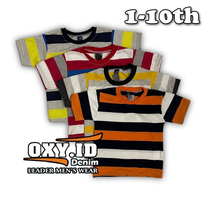 Ecer kaos anak motif salur usia 1-10th