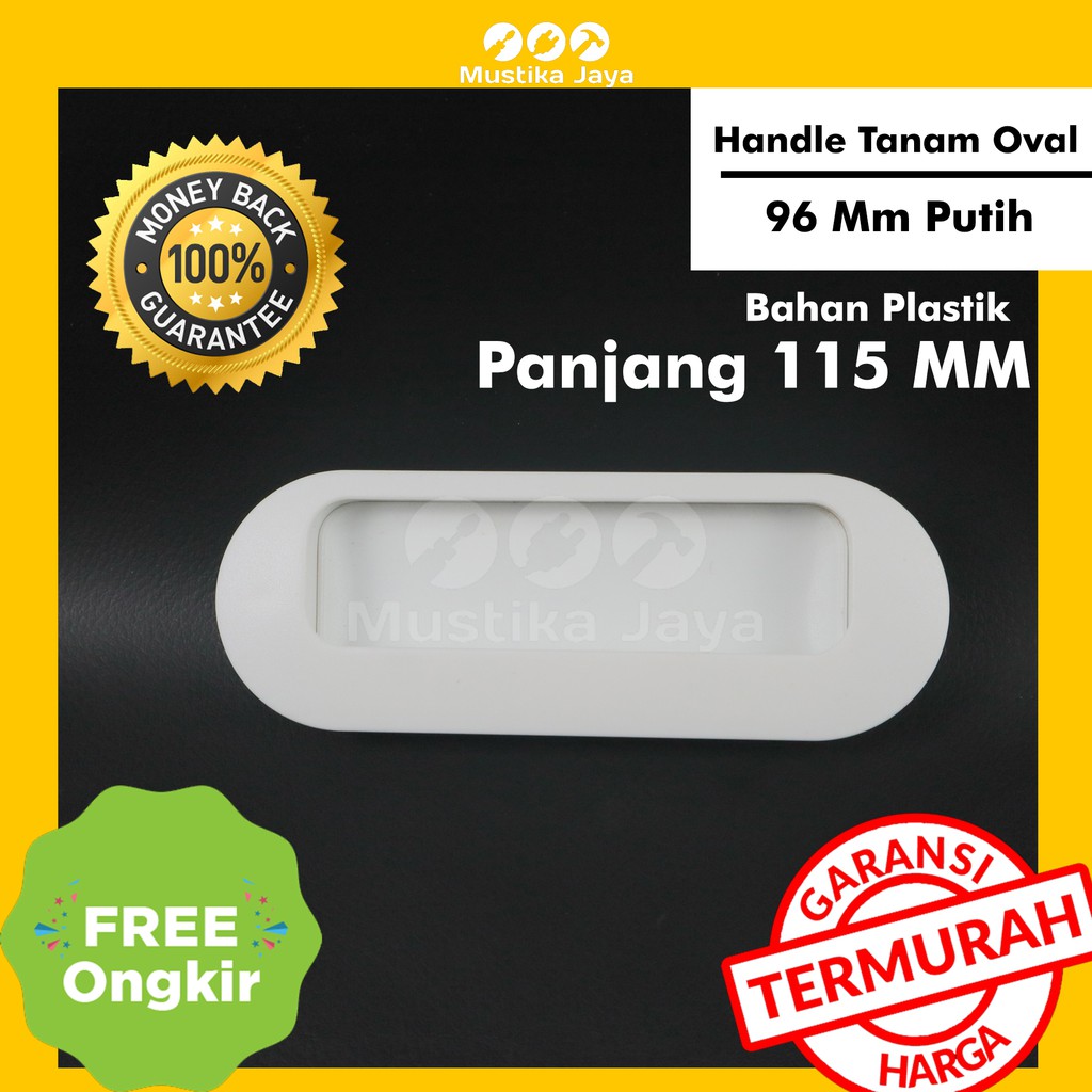 Handel Tarikan Laci Pintu Geser Lemari Plastik Tanam Oval 96 mm - Putih