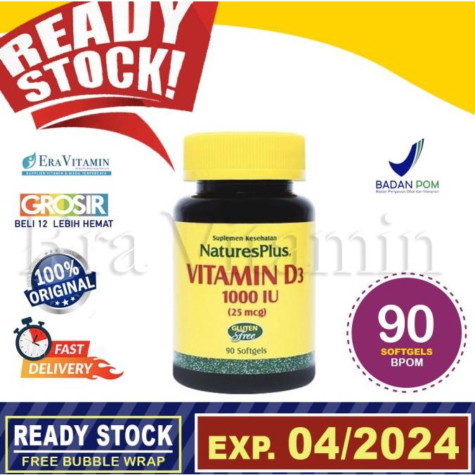 (isi 90) Vitamin D3 1000 iu Natures Plus / 1000iu vit nature ---Terbaru---