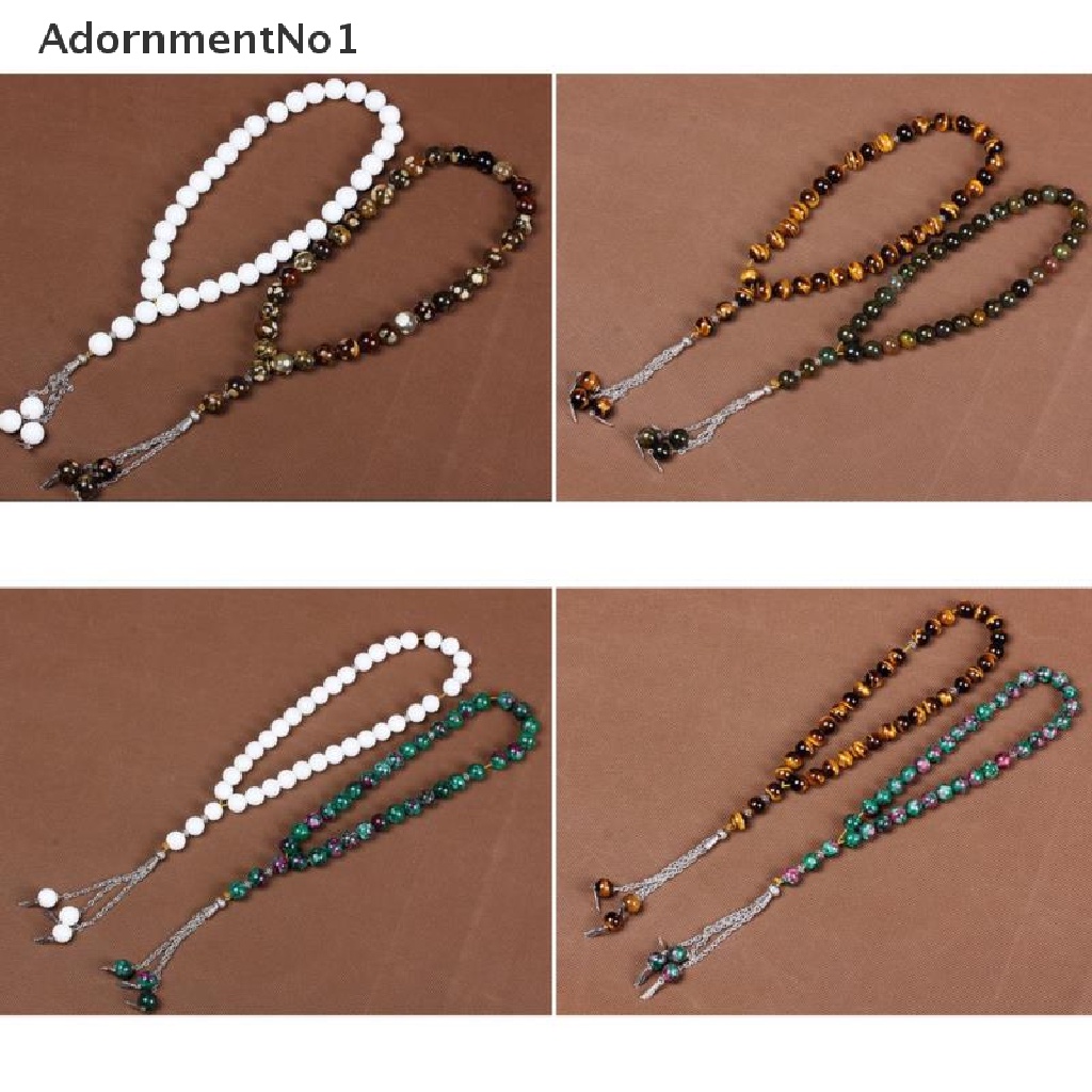 (AdornmentNo1) Tasbih Gelang Rosario 33 Manik-Manik Batu Agate Alami Untuk Umat Muslim