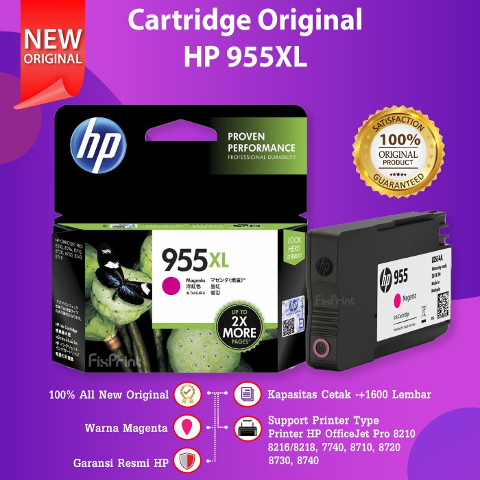Cartridge HP 955XL 955XL Black Cyan Magenta Yellow Tinta 8210 8720