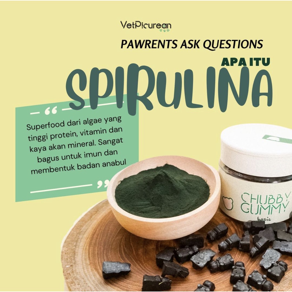 VETPICUREAN Chubby Gummy Basic Spirulina Vitamin Imun Kucing Anjing Kelinci