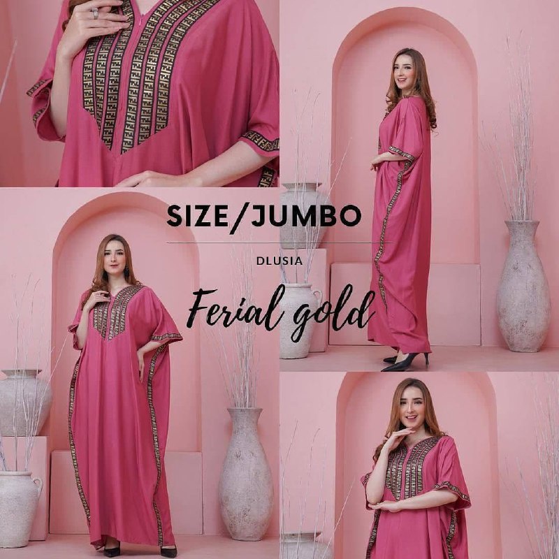 Daster Arab Dlusia Fendi Big Size Daster Kelelawar / Kaftan Busui Bahan Rayon Super Halus Tidak Nerawang LD 140cm PB 140cm  Muat BB 100kg