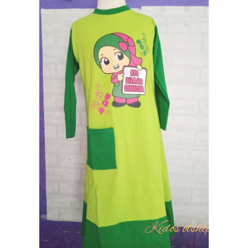 baju gamis anak perempuan warna ungu 1-10 tahun