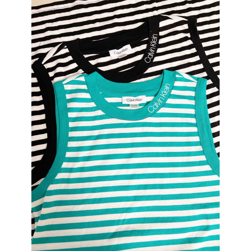 Calvin klein logo neck striped T-shirt dress