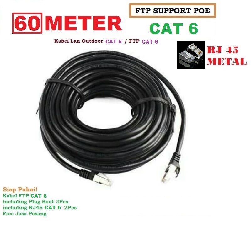 Kabel LAN outdoor STP FTP Cat6e 60M 60meter 60 meter high quality