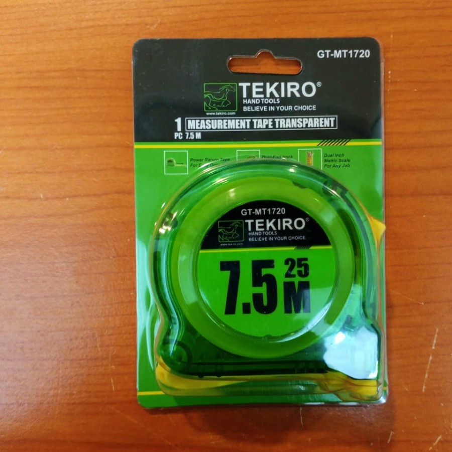 GT-MT1720 Meteran 7,5Meter Transparan Hijau Tekiro