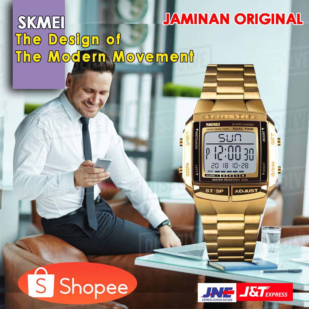 ORIGINAL SKMEI Jam Tangan Digital Pria - 1381 [Gold]