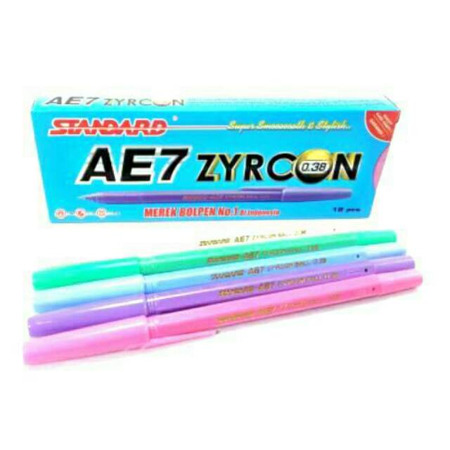 

Pulpen Standard AE7 Zyrcon Ball 0,38mm Per Lusin | bonus 2 pcs pen b'live 0.5