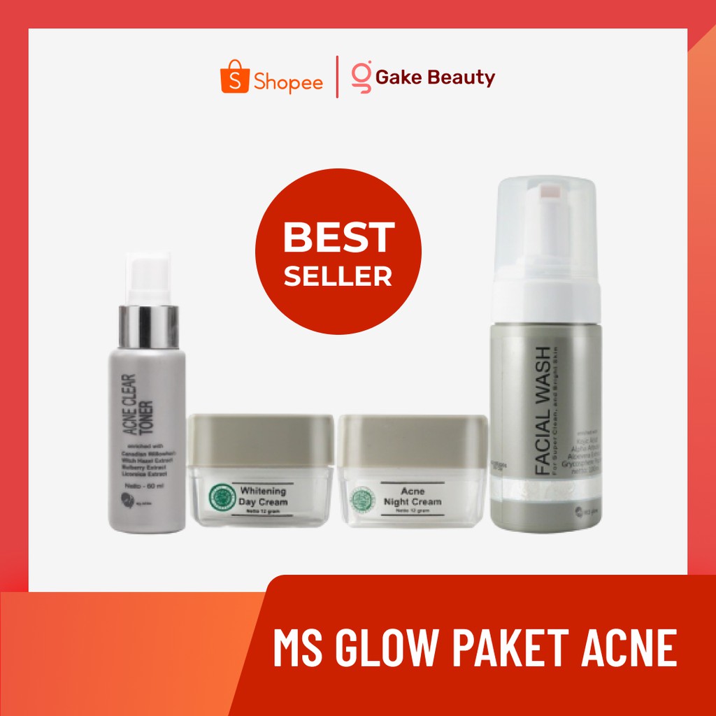 Ms Glow Paket Acne - Paket Perawatan Wajah Wanita Menghilangkan Jerawat dan Bekas Jerawat Aman Bpom-1