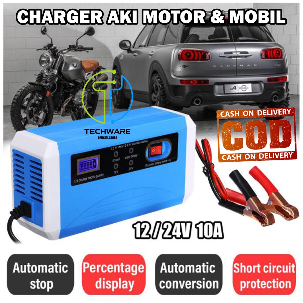 Cas Aki Digital/Charger Aki Otomatis/ Power Bank Charger Aki with LCD Display