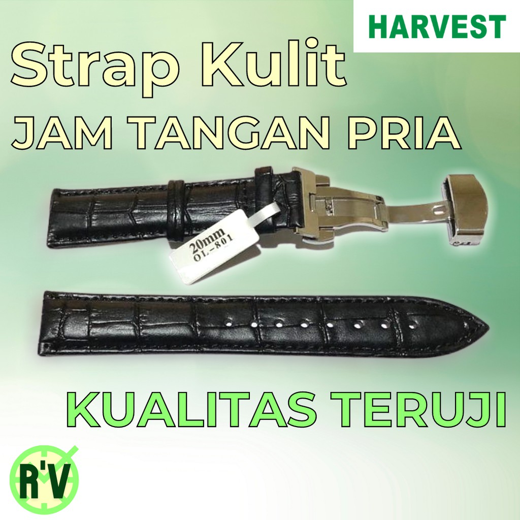 STRAP TALI JAM TANGAN  PRIA  BUTTERFLY CLASP R'VEST KULIT GENUINE LEATHER STRAP