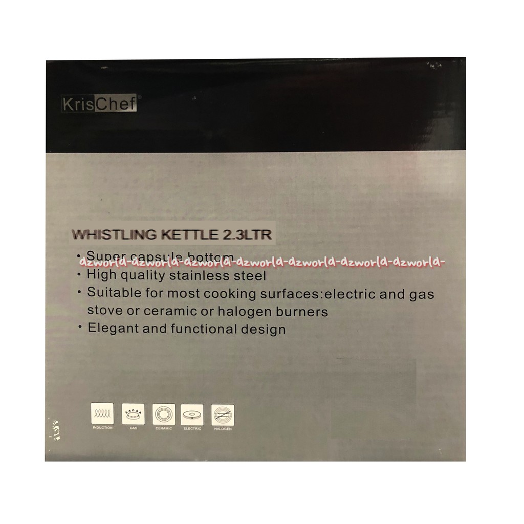 Krischef Whistling Kettle 2.3 L Cerek Masak Air Berbunyi Stainless steel yang tahan karat 2.3Litter Kris Chef