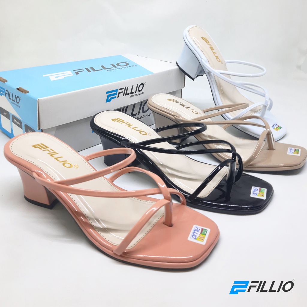 Sandal Strappy Heels Hak Tali Chunky Wanita 5cm Fillio K012