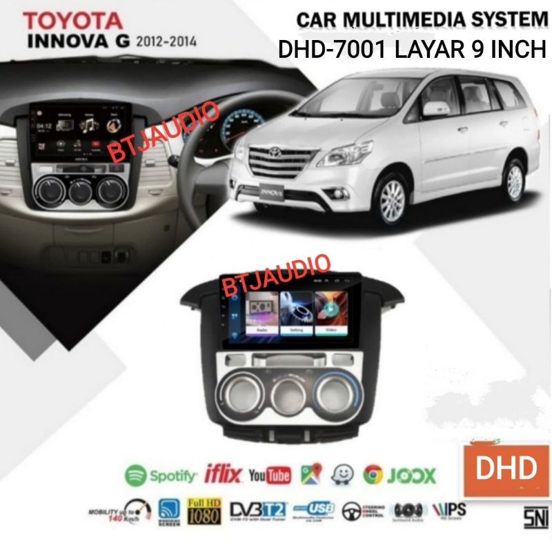 HEAD UNIT TAPE TV MOBIL DOUBLE DIN ANDROID LAYAR 9 INCH TOYOTA GRAND INNOVA TYPE G/V THN 2011-2015