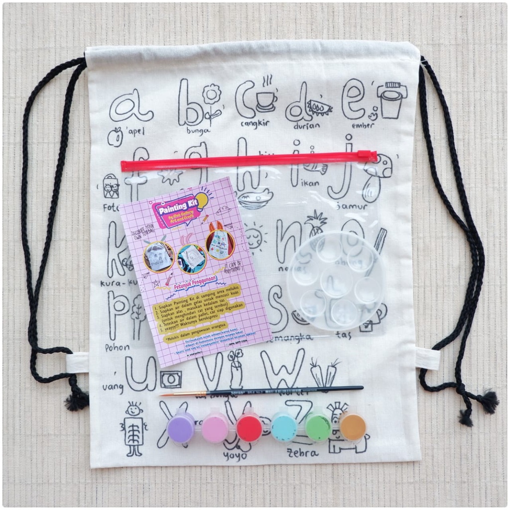 

Painting Kit Totebag | Paket Lukis Anak Lengkap - Seri Alphabet Indonesia