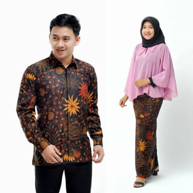 New Batik Couple Kemeja dan Rok Span Batik Motif Bambu