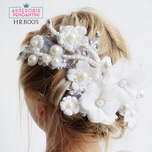 [STOCK TERBATAS] WEDDING HAIRPIECES AKSESORIS RAMBUT TIARA PENGANTIN PUTIH HRB005