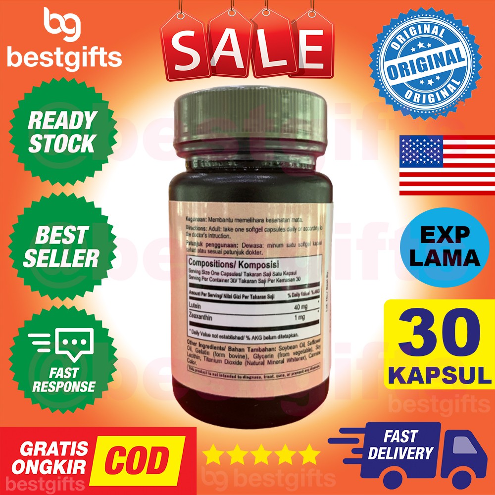 GNC NATURAL BRAND EYE HEALTH LUTEIN ANTIOKSIDAN VITAMIN MATA MINUS MAKULA KATARAK RABUN 30 KAPSUL