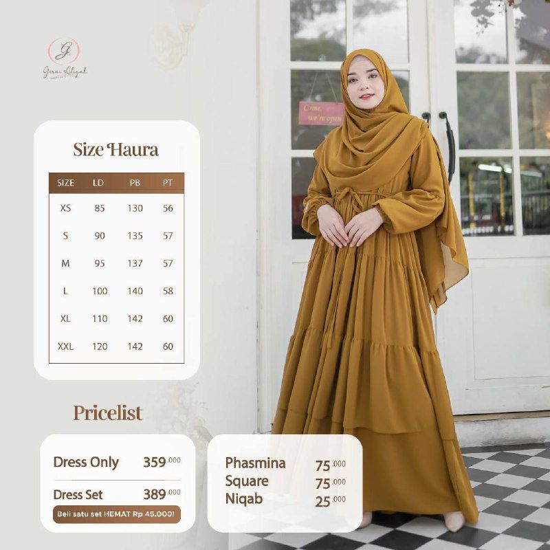 SALE READY STOCK HAURA DRESS BY GERAI ALIYAH SET PASHMINA
