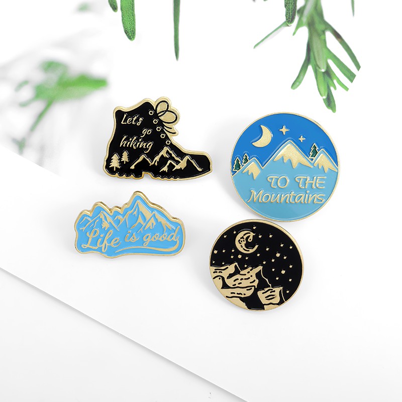 Bros Pin Enamel Desain Gunung Api Petualangan Alam Aksesoris Jaket / Tas Ransel / Camping / Hiking / Hadiah