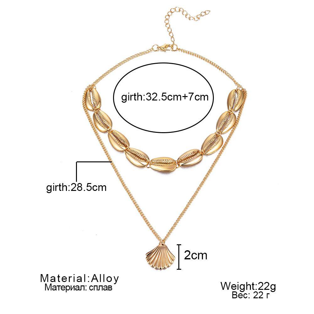 Lily Multilayer Shell Kalung Fashion Rantai Choker Perhiasan Pantai Emas