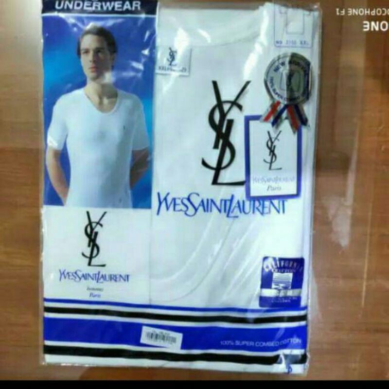 kaos dalem/ kaos oblong Ysl kerah V/V NECK 100% KATUN