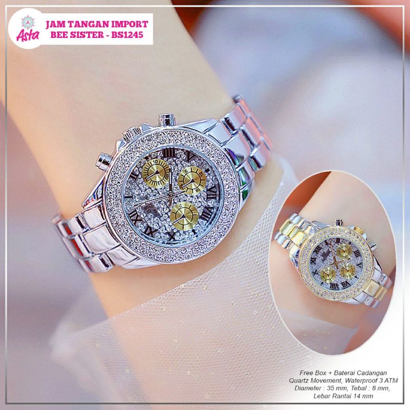 JAM TANGAN WANITA/JAM IMPORT BEE SISTER BS1245