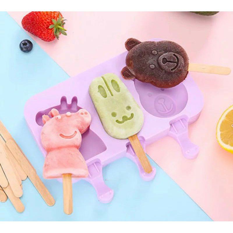 Cetakan Es Krim Ice Cream Silikon Karakter Jelly Pudding Popsicle Silicone isi 4 karakter  CES03