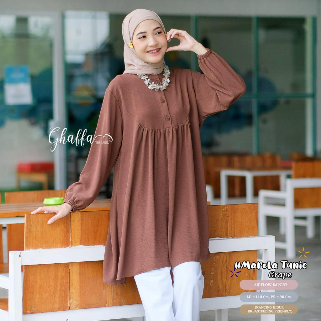 Marela Tunic Atasan Wanita Muslim Airflow Original Produk By Ghaffa