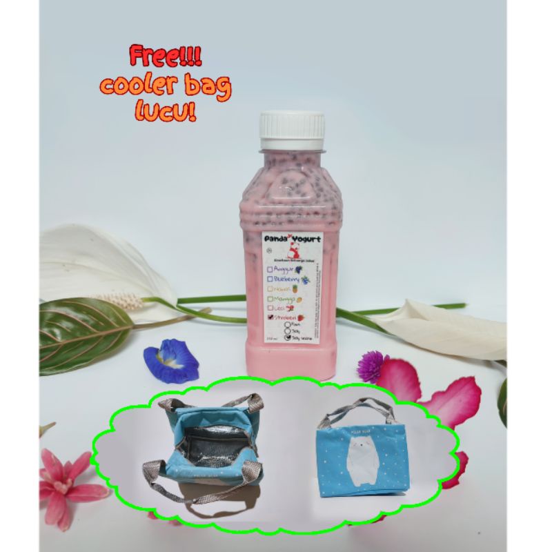 

Yoghurt homemade rasa buah dgn jelly + selasih 250ml Minimal 10 Free cooler bag