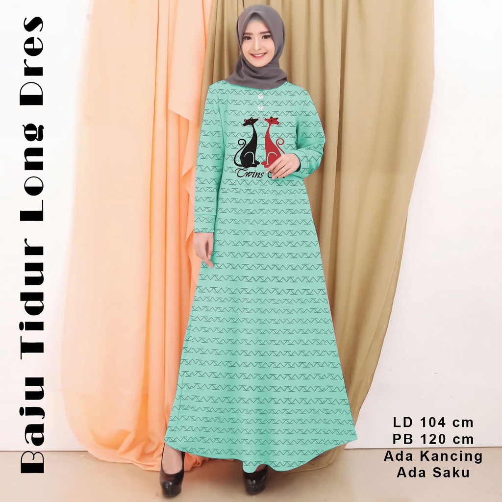 Baju Tidur Daster Panjang Wanita Busui Kancing Baju Terusan Long Dress Muslimah Lilipop