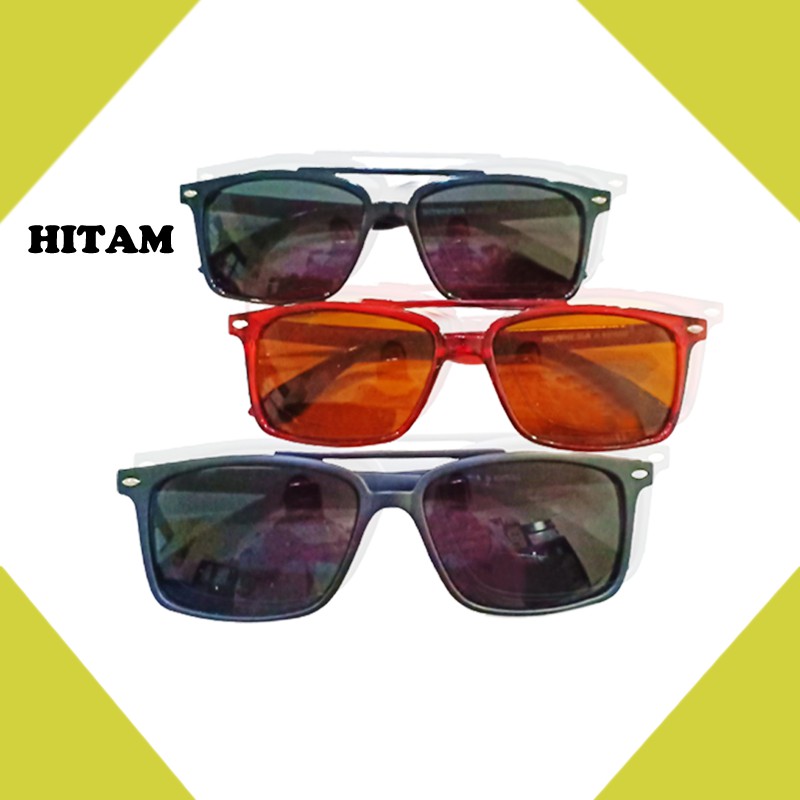 Kacamata Hitam Fashion Pria Wanita Sunglasses Unisex Fashion Square Retro Kaca Mata Gaya